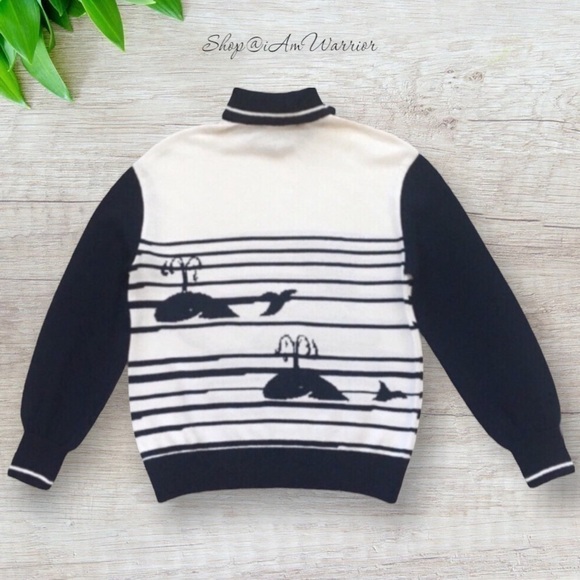 St. John Collection santana knit whale motif collared sweater *shop@iamw… - Picture 3 of 8